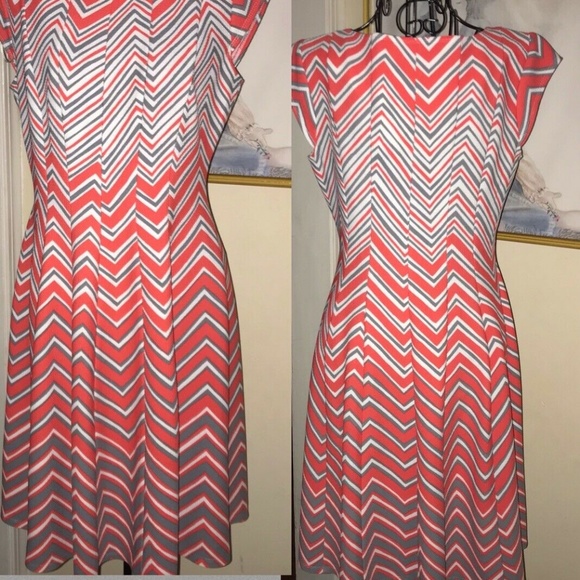 ROBBIE BEE CHEVRON STRIPED DRESS~ORANGE,GRAY~PS - Picture 5 of 5